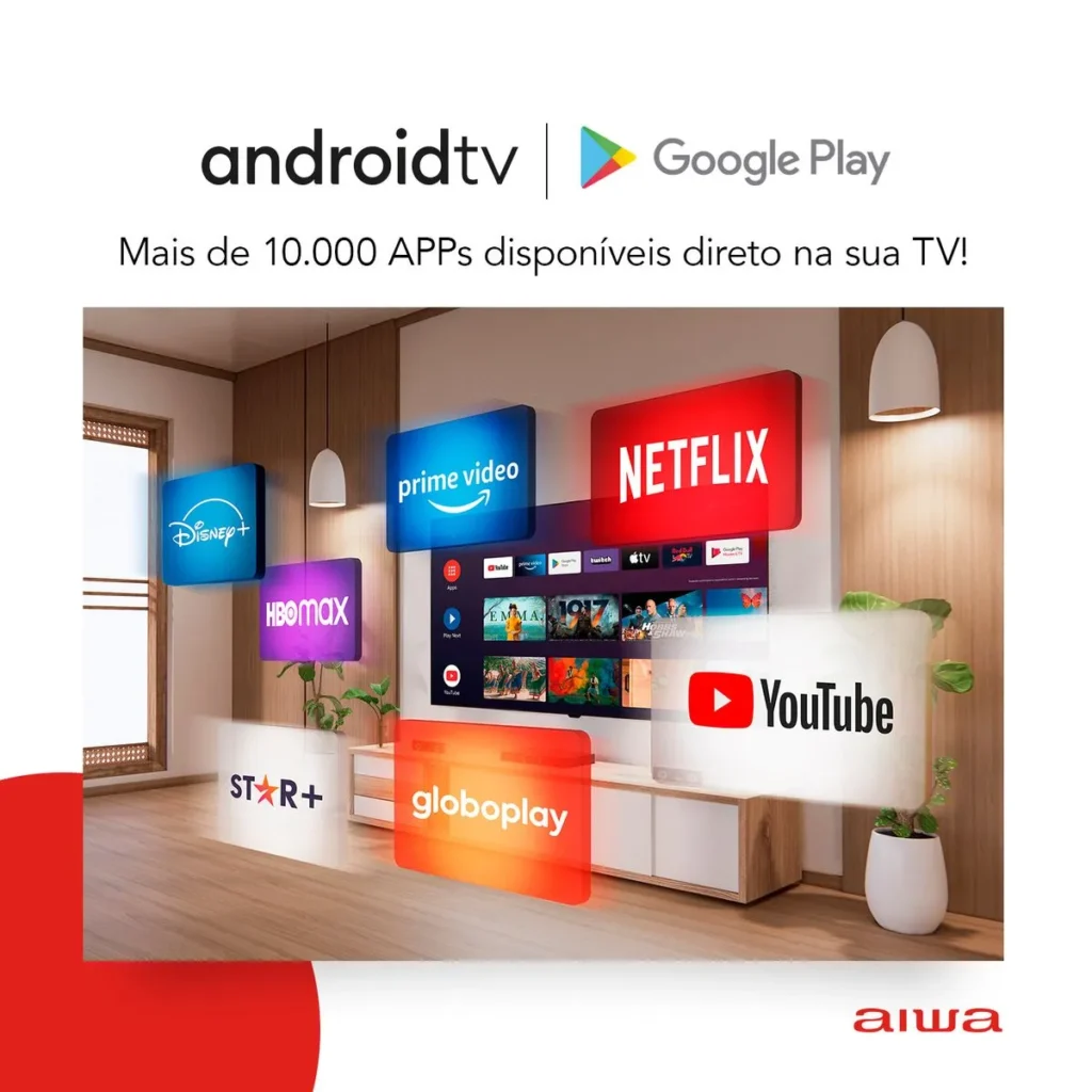Smart TV AIWA 43” Android Full HD Borda Ultrafina HDR10 Dolby Áudio AWS-TV-43-BL-02-A